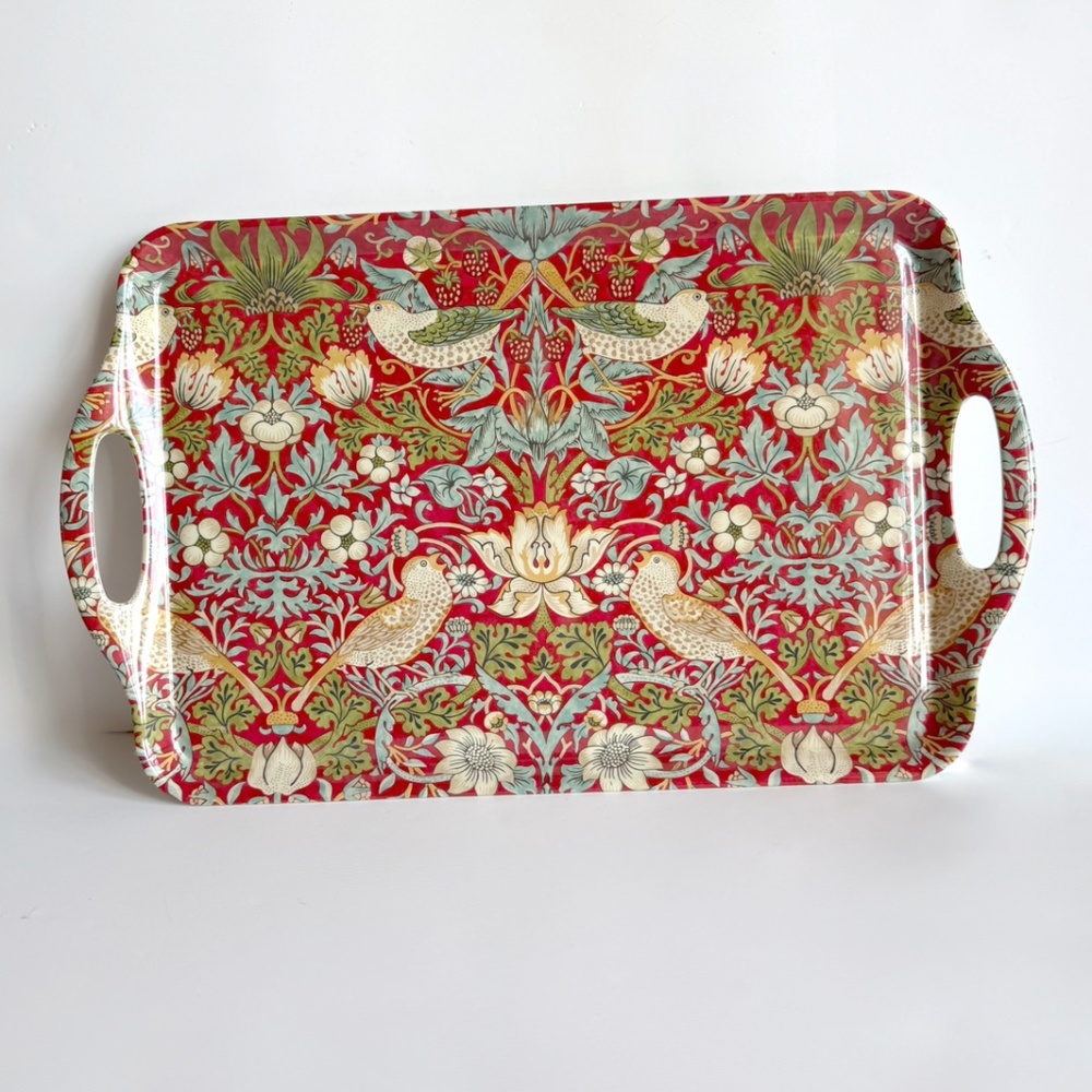 Pimpernel Morris & Co Strawberry Thief Red Red Melamine Handled Tray